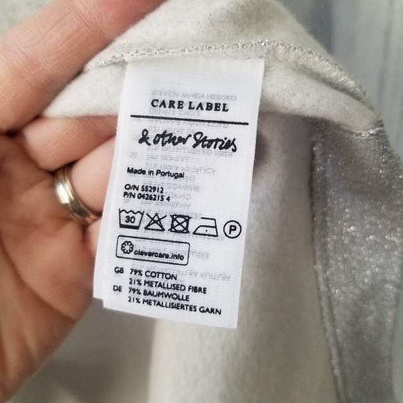 NWOT & Other Stories Silver Metallic Sweater Sz 6 - Picture 6 of 6